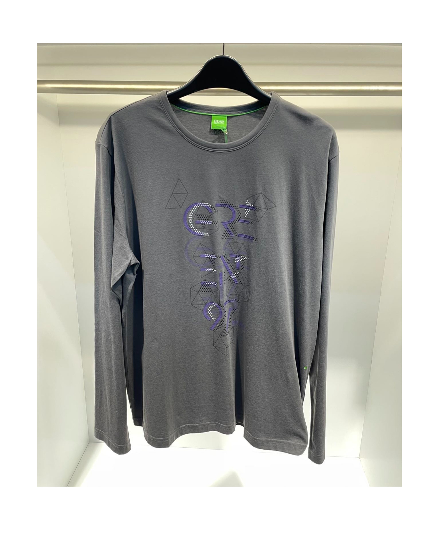 Hugo Boss Round Collar And Long-sleeved T-shirt In Gray