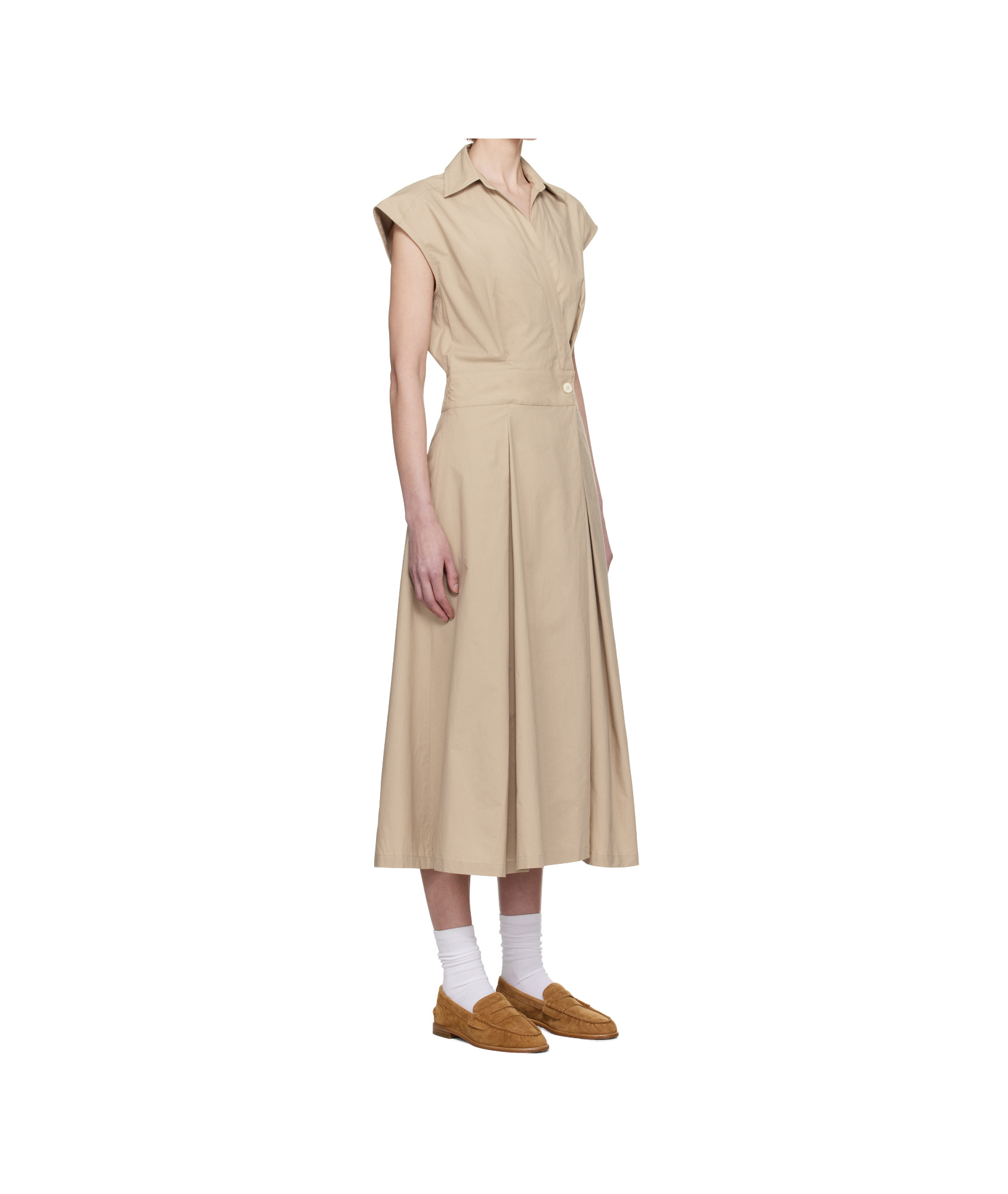 Apc A.p.c. Beige Midi Dress In Cotton In Nude