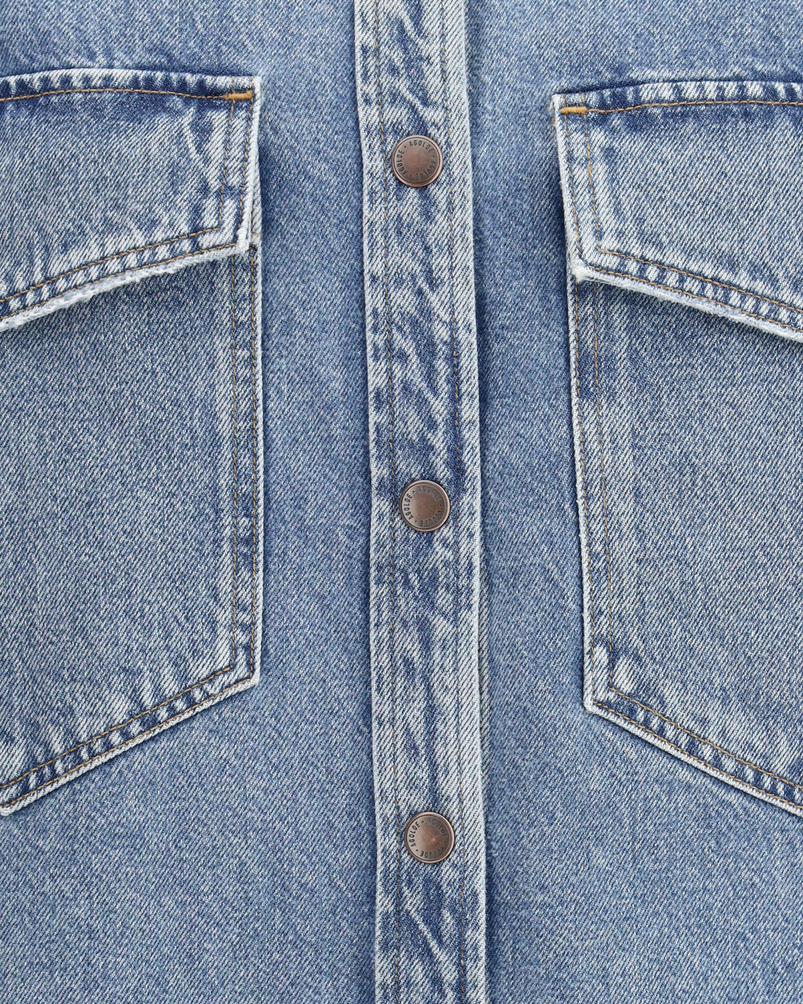 Agolde Long-sleeved Denim Shirt In Blue