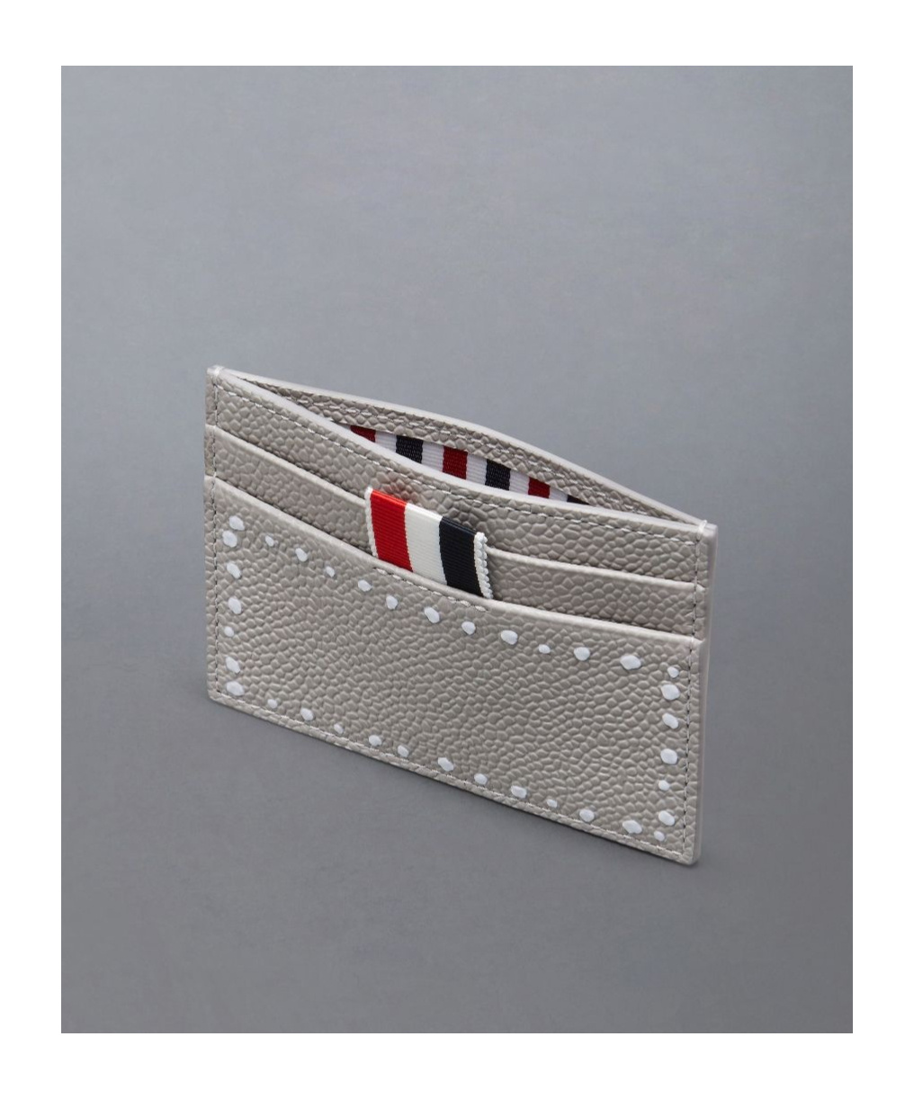 Thom Browne Wallet With Signature Stripe Detail In Nude