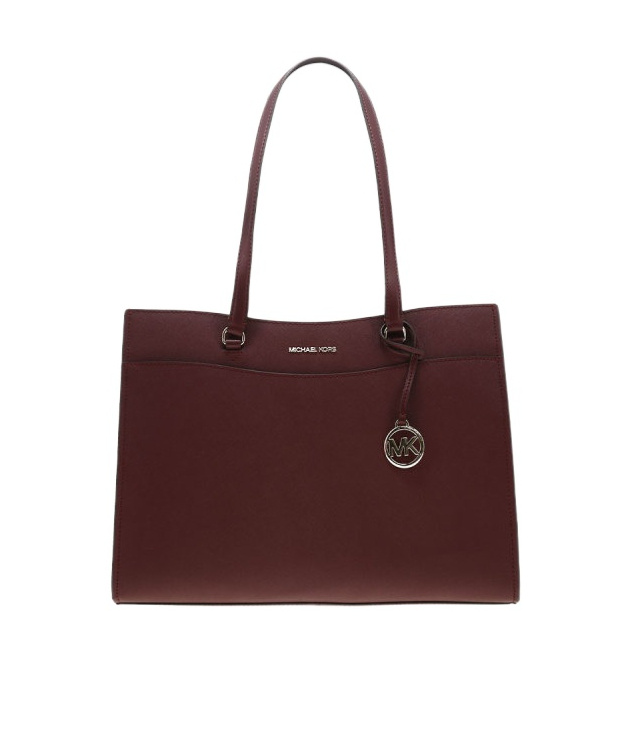 Michael Kors Jet Set Travel Large Saffiano Leather Pocket Tote Bag In Oxblood