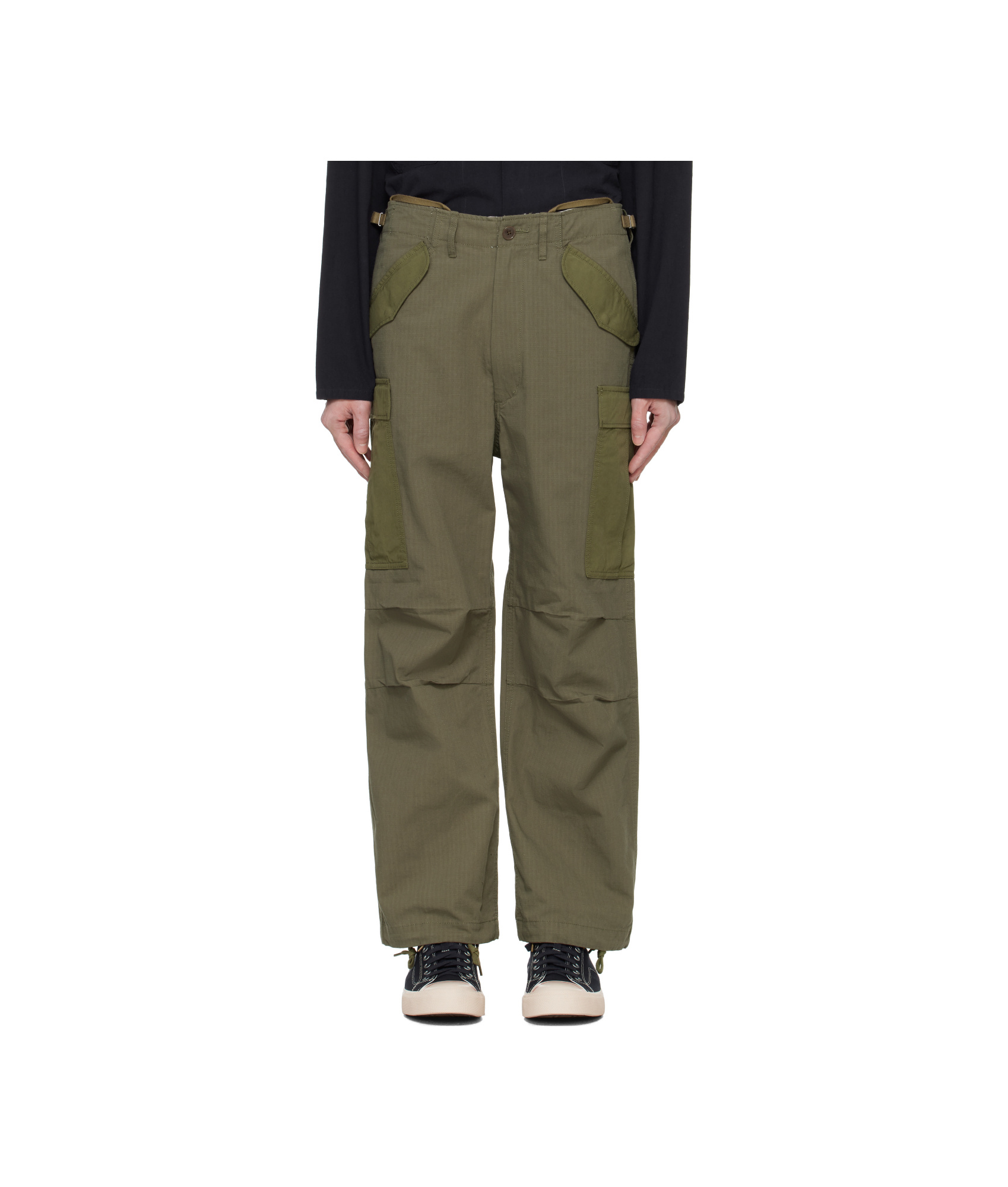 Nanamica Khaki Straight Cut Cargo Pants In Green