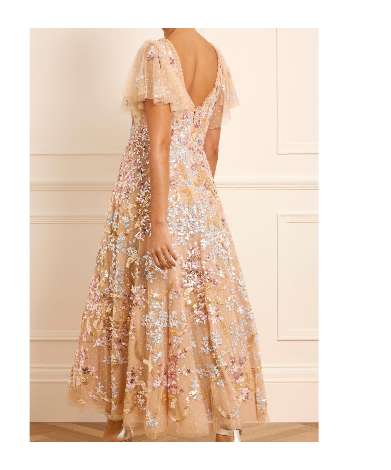 Needle & Thread V-shaped Dress Skirt In Nude