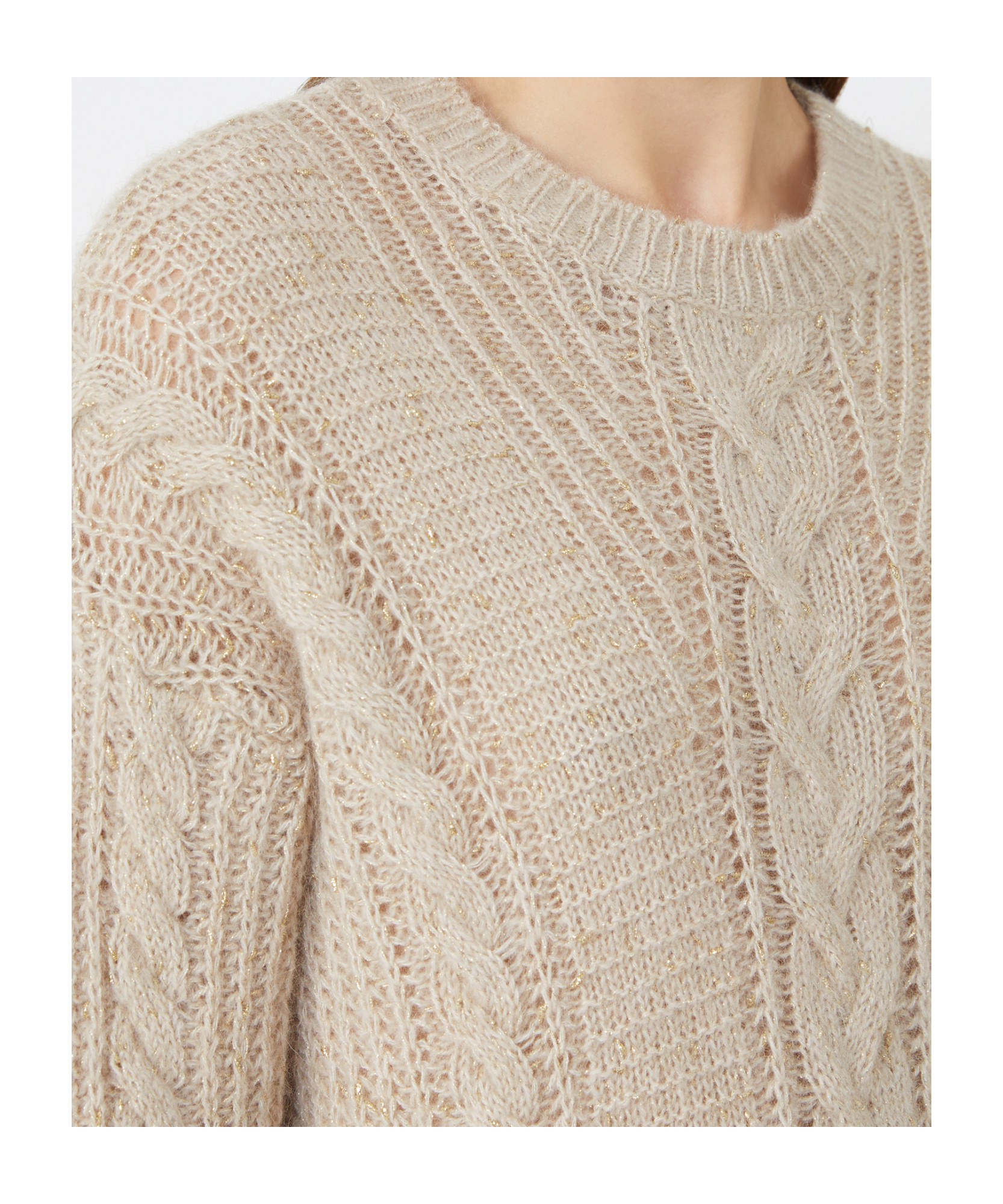 Max Mara Studio Crewneck Ribbed Jumper In Neutral