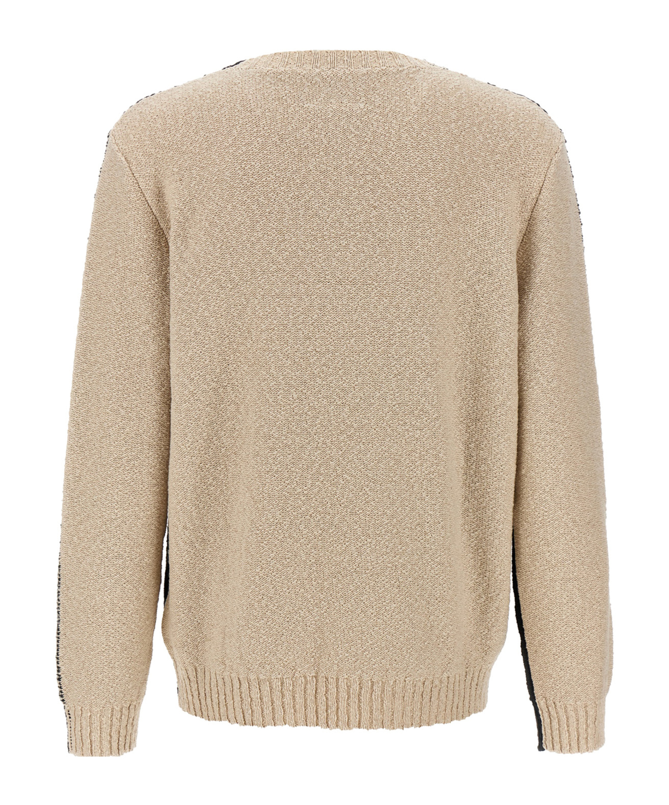 Mm6 Maison Margiela Two-tone Crew Neck Sweater With Contrast Panels In Black