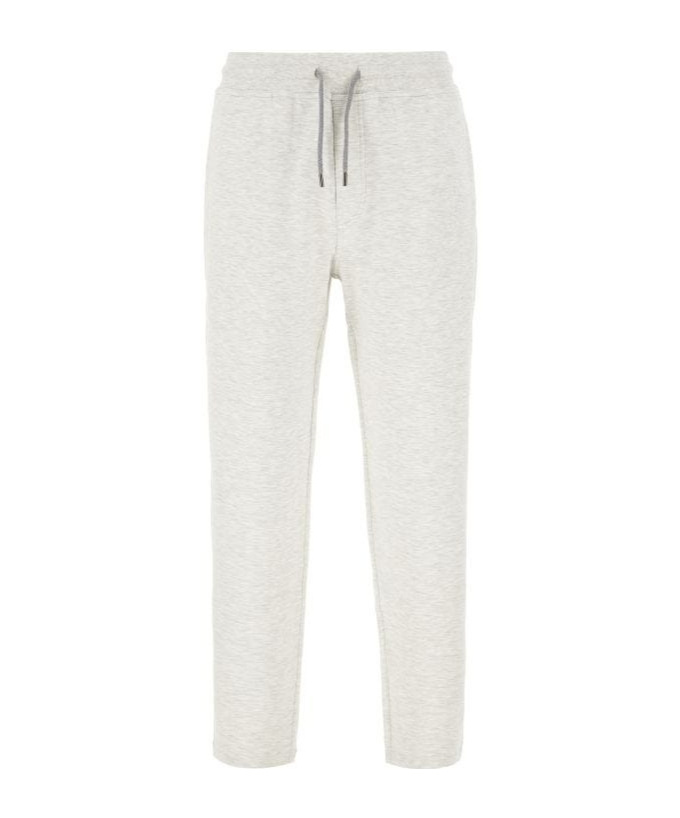 Brunello Cucinelli Melange Grey Cotton Blend Joggers In White