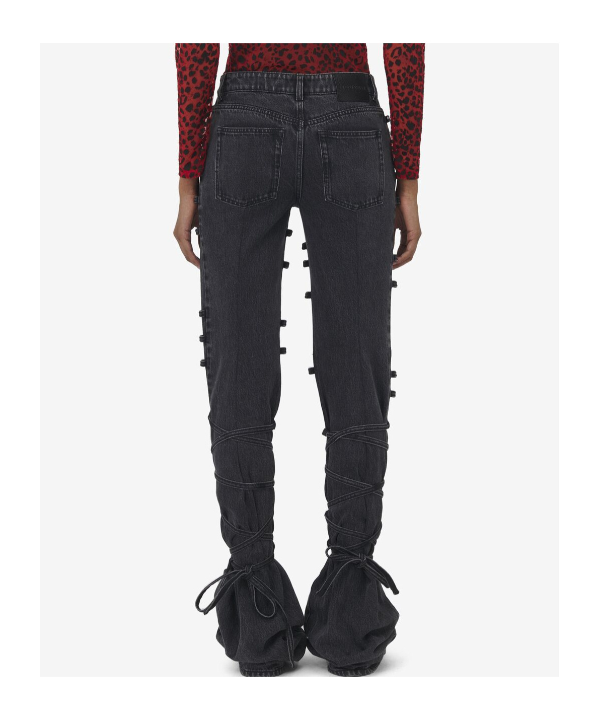 Alexander Mcqueen Baggy Low-rise Tied Jeans In Black