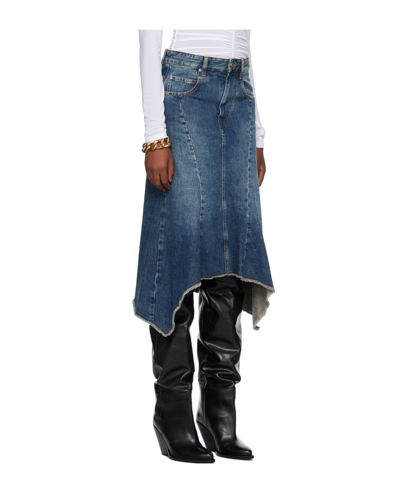 Shop Isabel Marant Nyda Belt Ring Denim Skirt In Blue