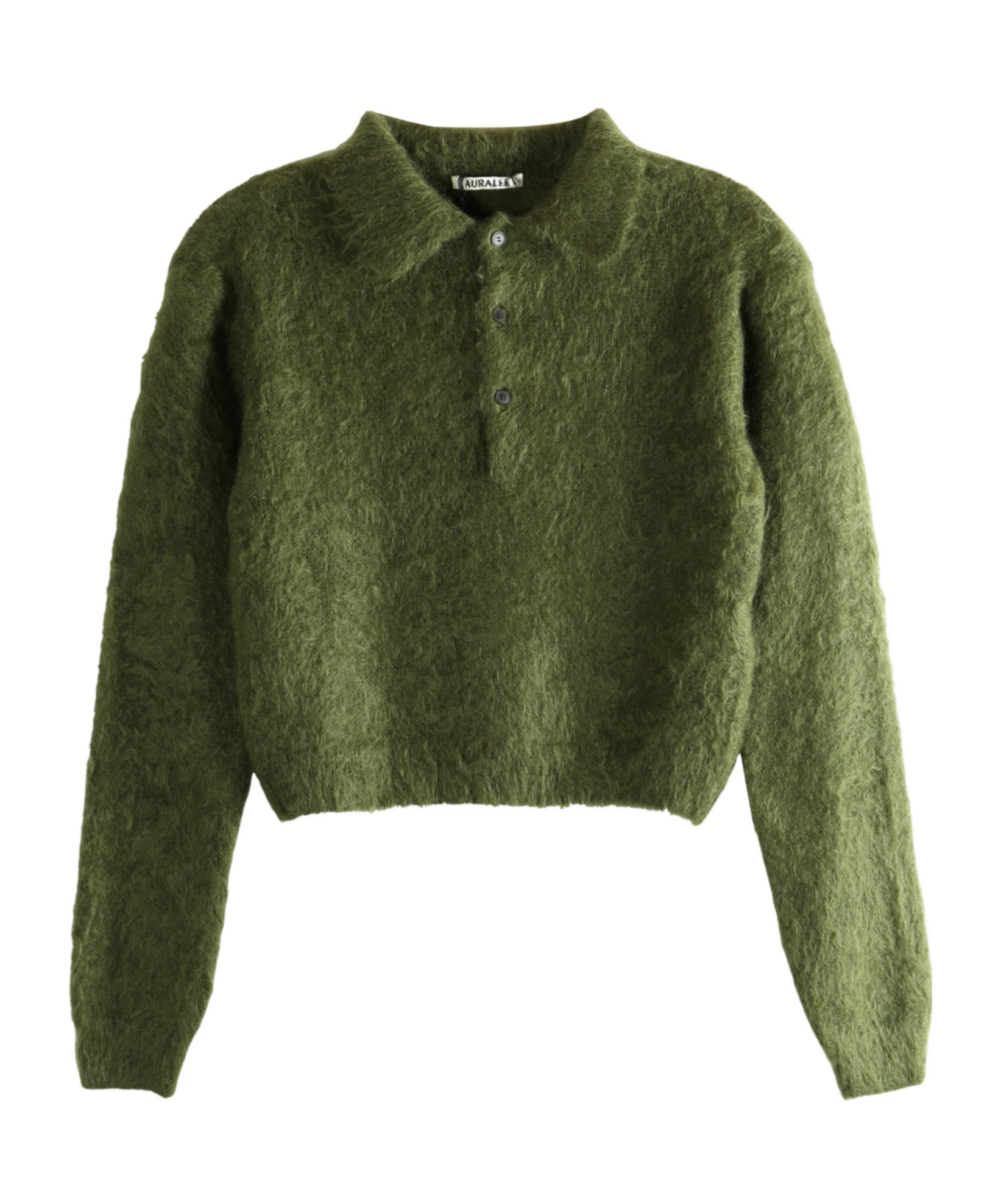 Auralee Textured-knit Polo Sweater In Green