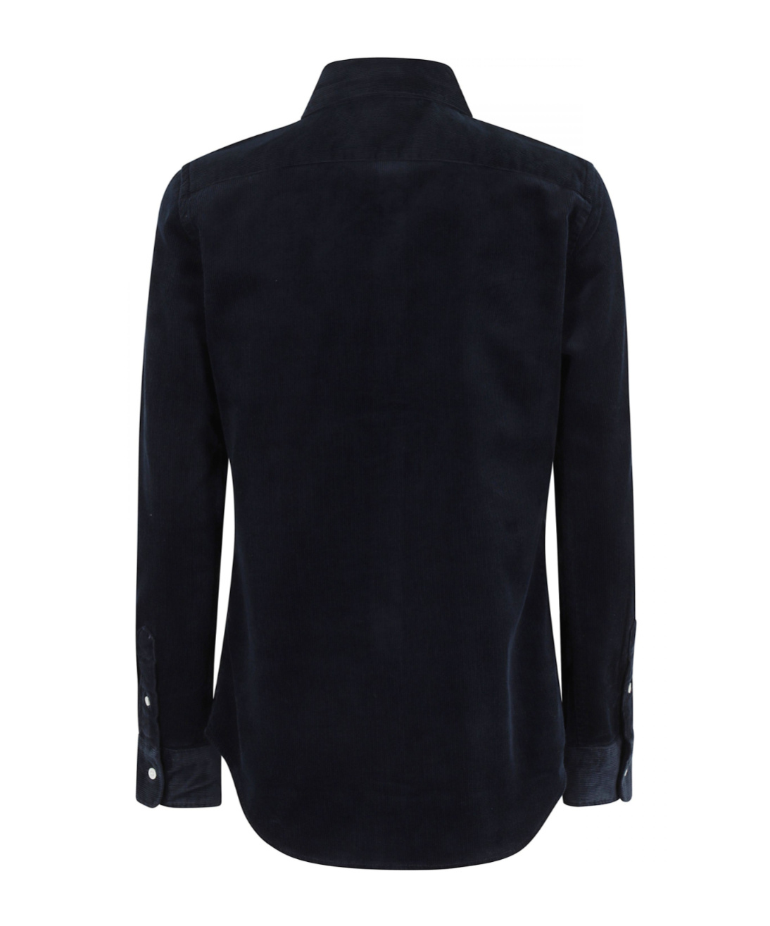 Polo Ralph Lauren Navy Blue Long Sleeve Velvet Ribbed Shirt With Classic Collar In Blue