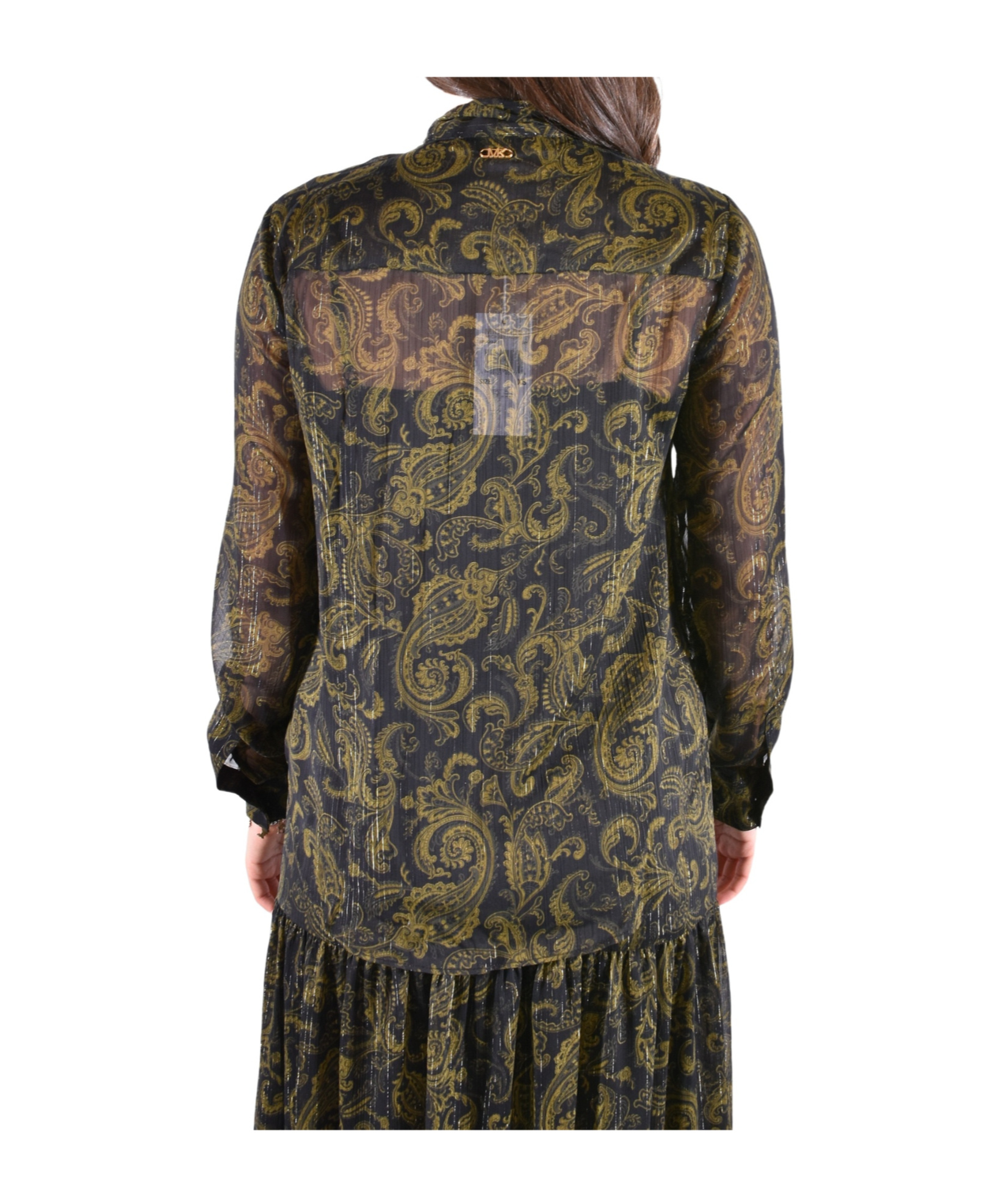 Michael Michael Kors Metallic Paisley Print Tie-front Georgette Blouse In Multi
