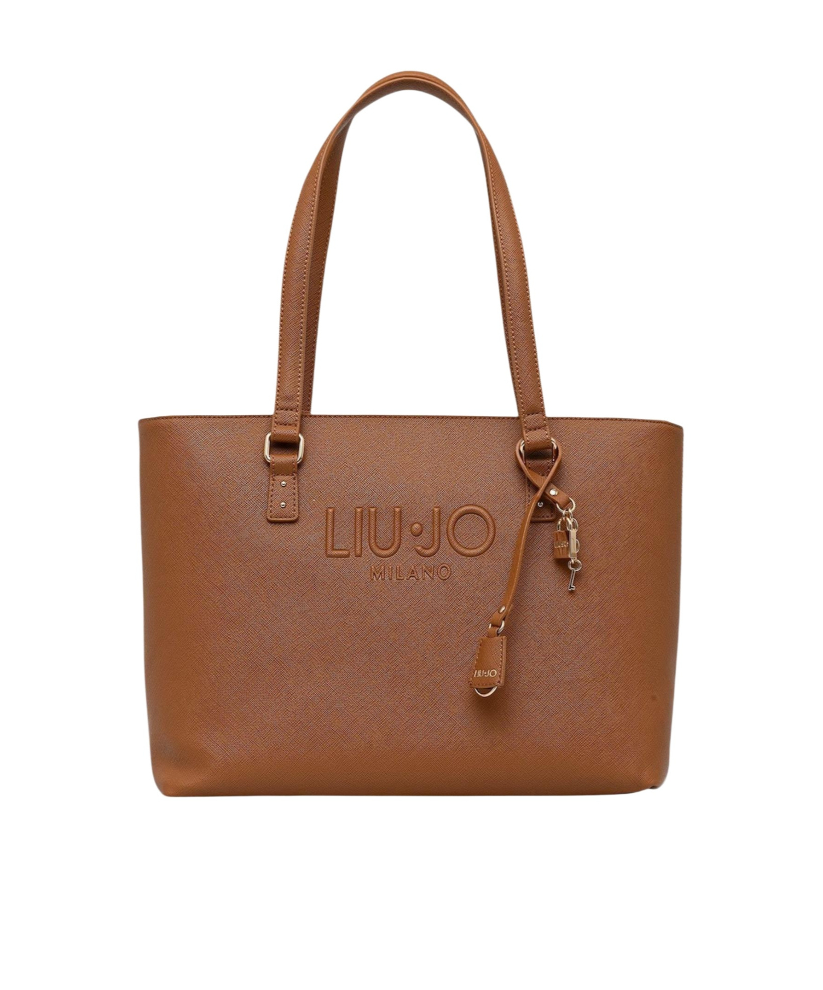 Liu •jo Embossed Padlock Shoulder Bag In Brown
