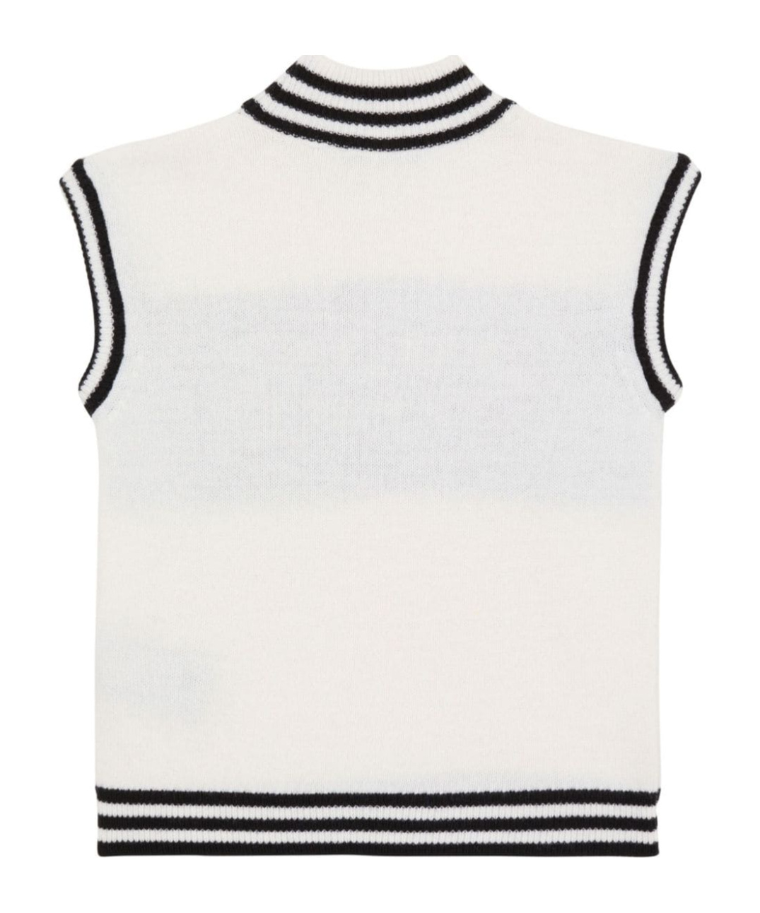 Shop Balmain Sleeveless Knitted Paris Jumper In White