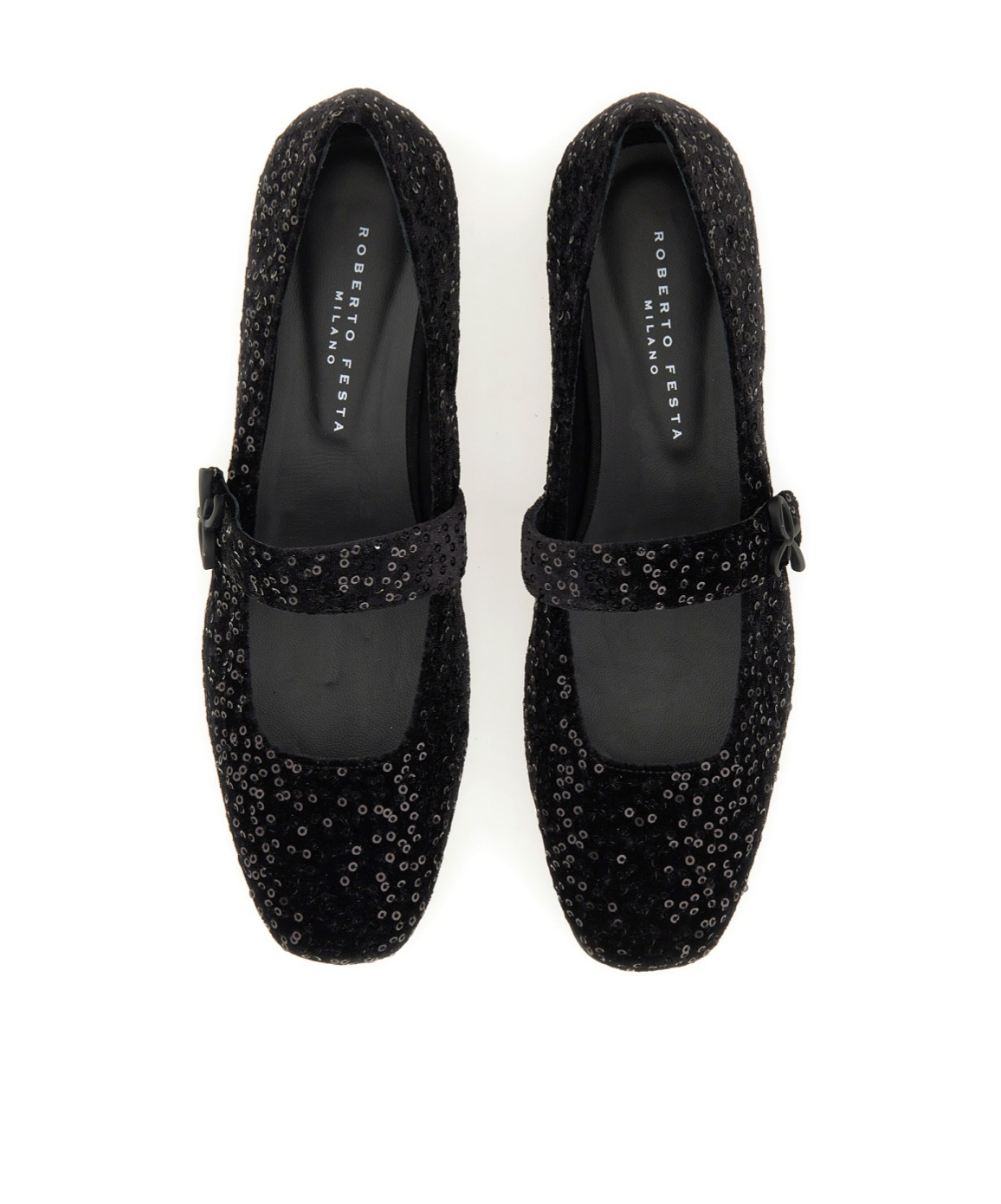 Shop Roberto Festa Sequin-embellished Ballerinas In Black