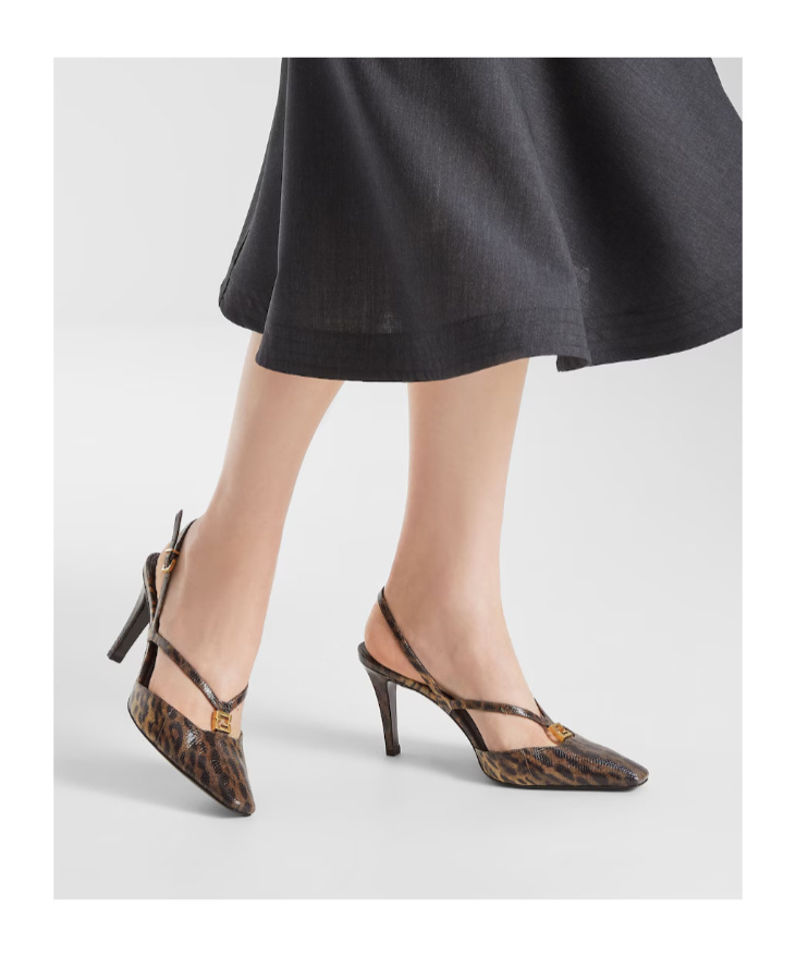 Fendi High Heel Printed Karung Slingbacks In Multi