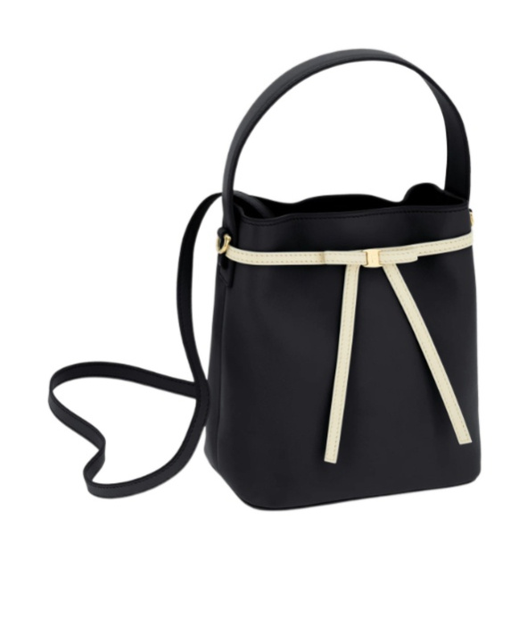 Ferragamo Bucket Bag Mascarpone Bow Salvatore Top Handle In Black