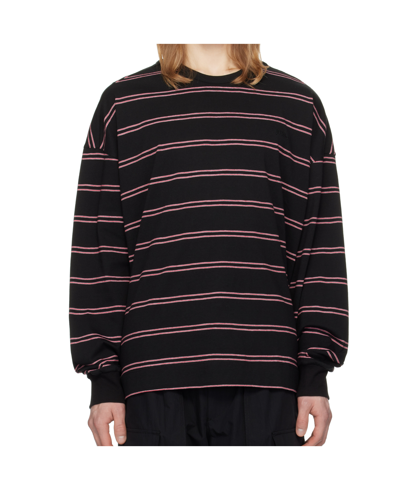 Juunj Pinstripe Long-sleeved T-shirt In Black