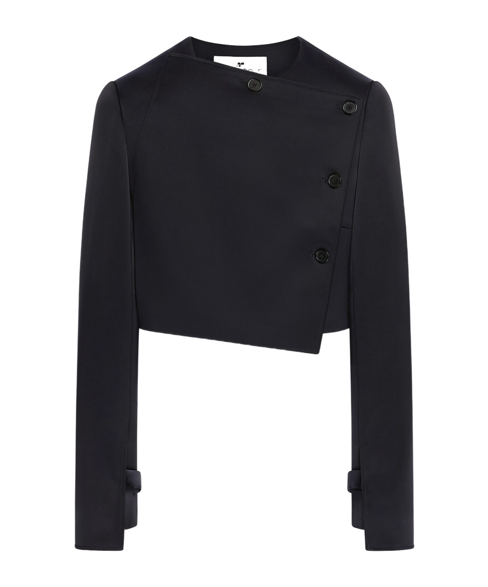 Courrèges Oblique Satin Tailored Jacket In Black