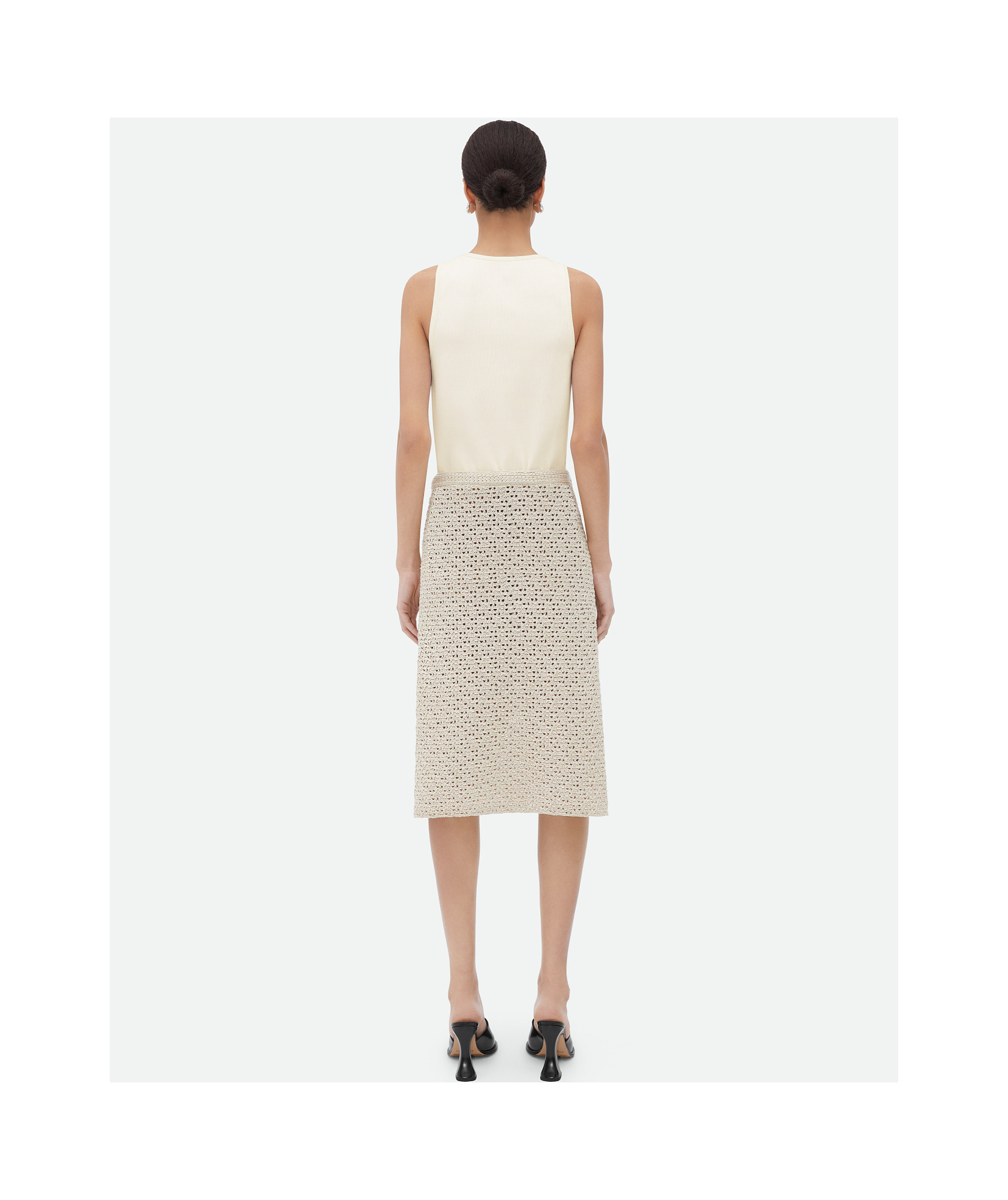 Bottega Veneta Cotton Wrap Skirt Crochet Effect In Neutral