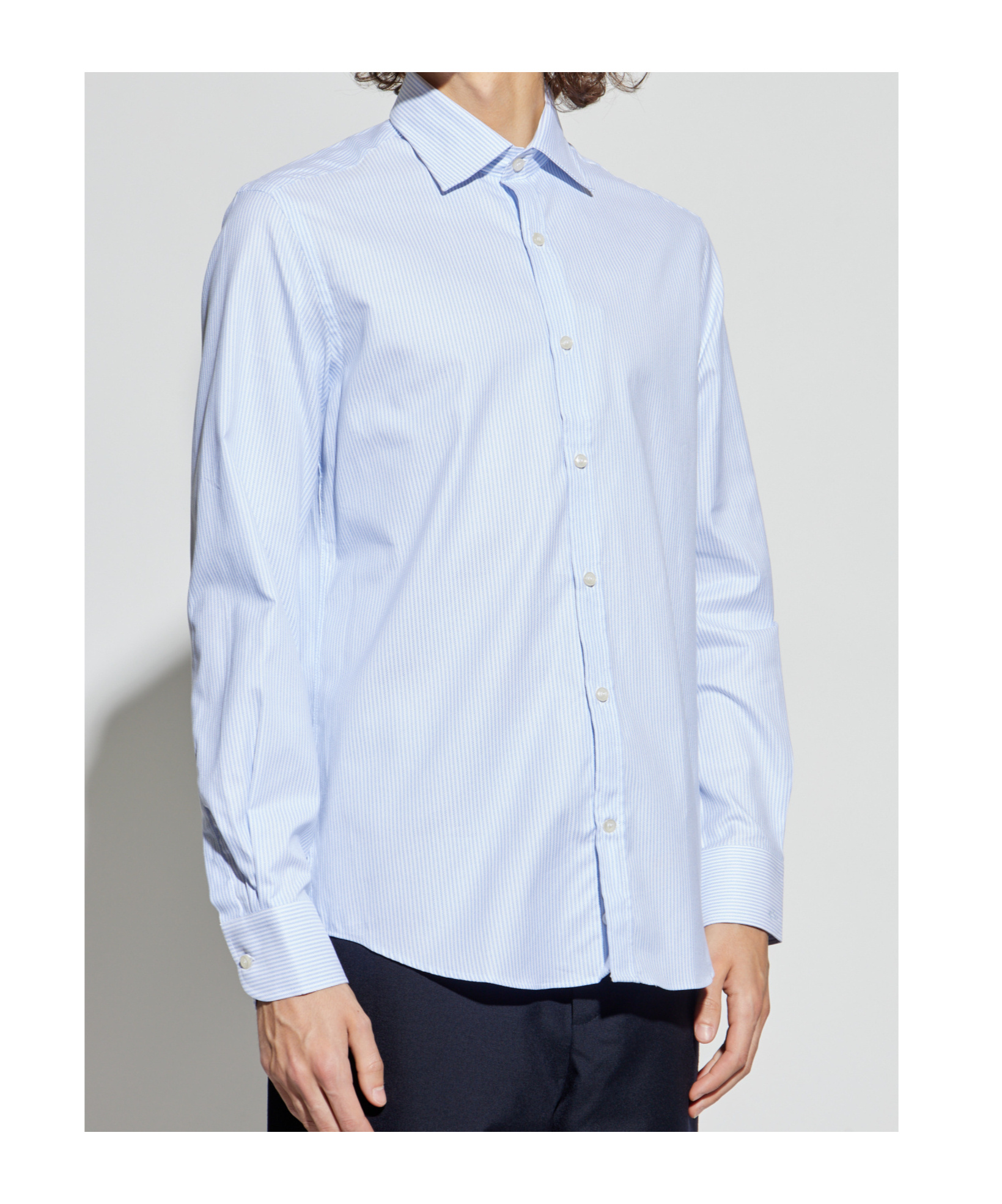 Paul & Shark Striped Cotton Shirt In Blue