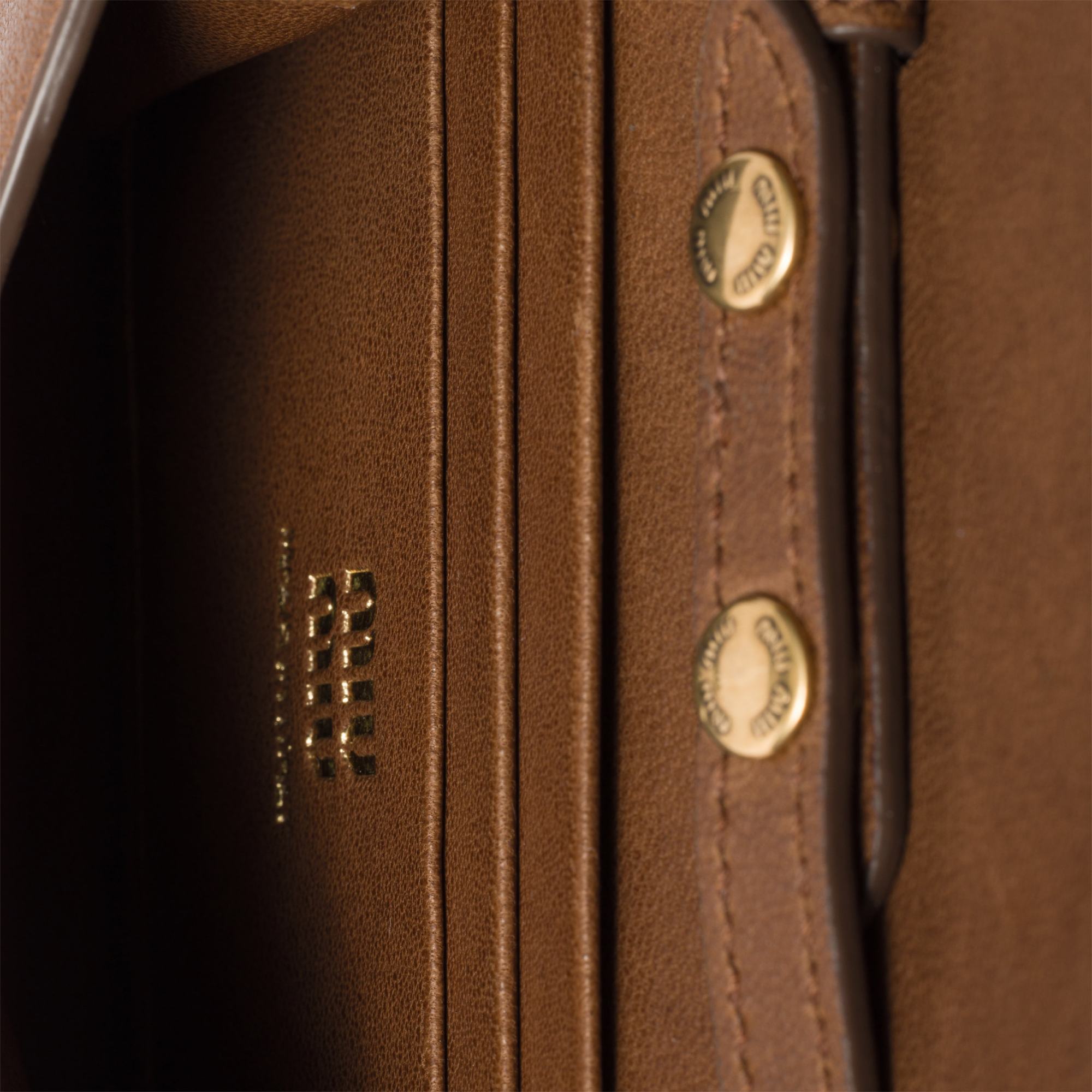 Miu Miu Nappa Leather Wallet With Shoulder Strap In Brown