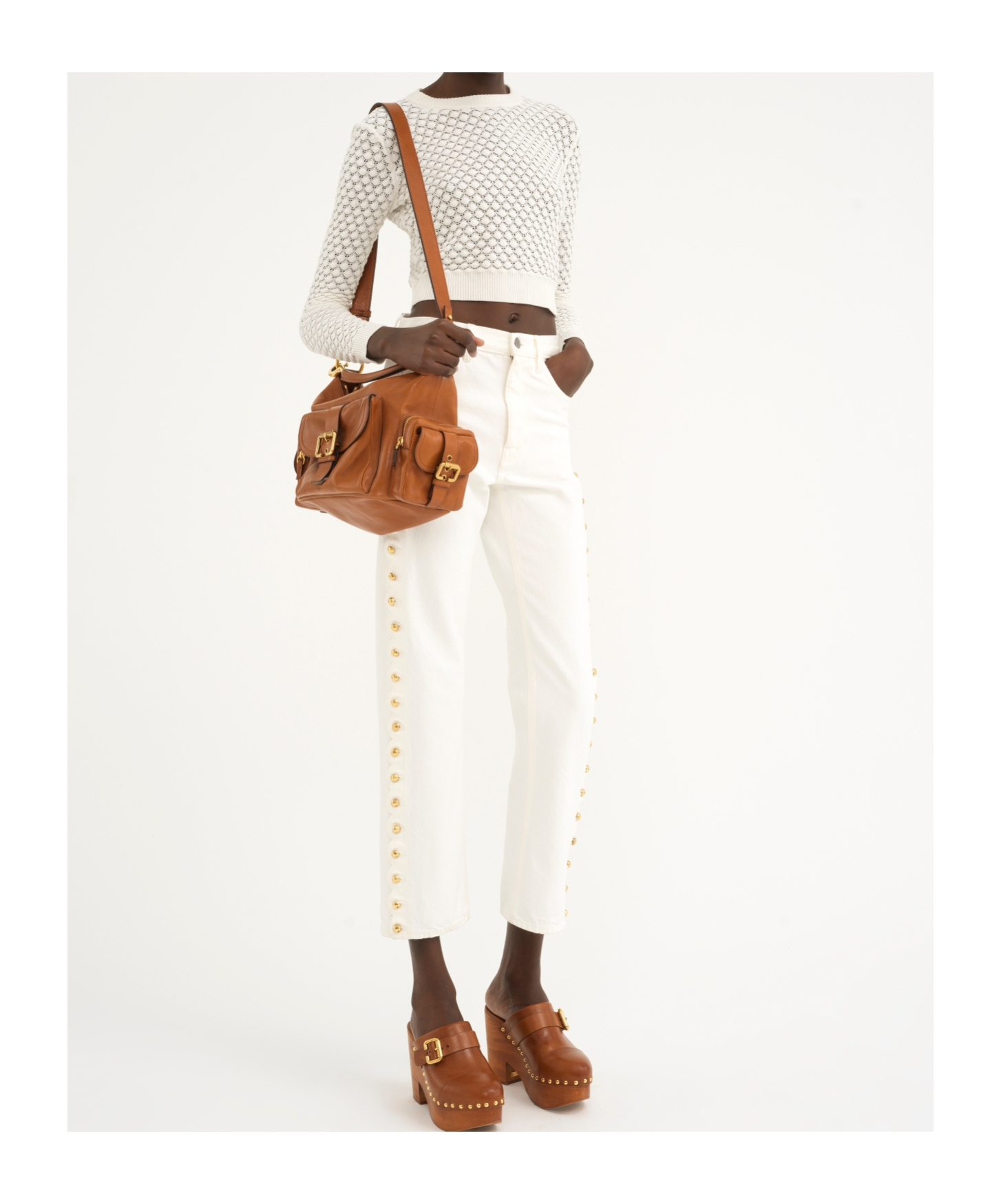 Chloé Scallop-detail Cropped Jeans In White