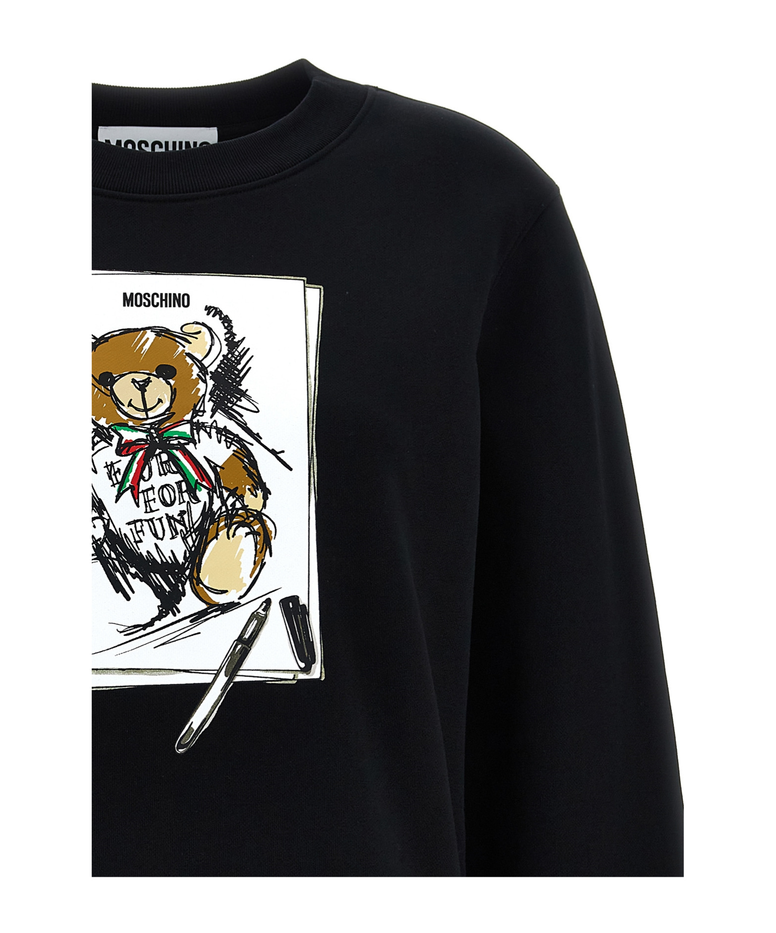 Moschino Printed Cotton Jersey Sweatshirt In Black