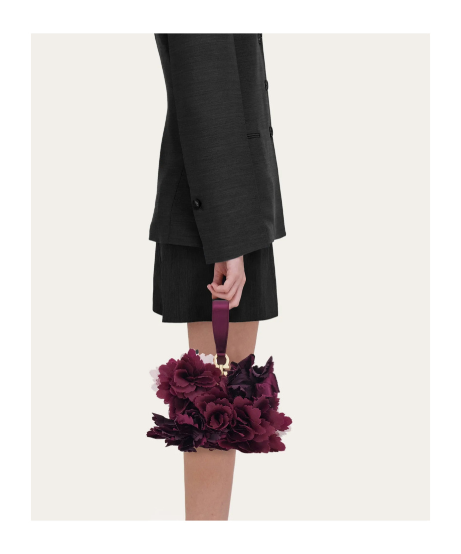 Ferragamo Mini Clutch With Floral Detailing In Purple