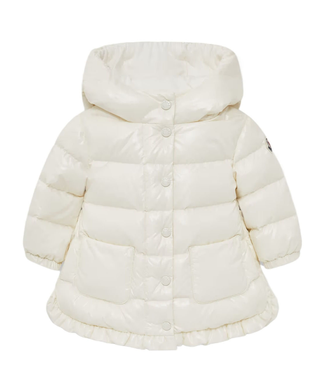 Moncler Ruffled Quilted Parka In White