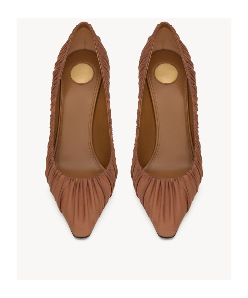 Saint Laurent Pendant Knitted High Heels In Brown