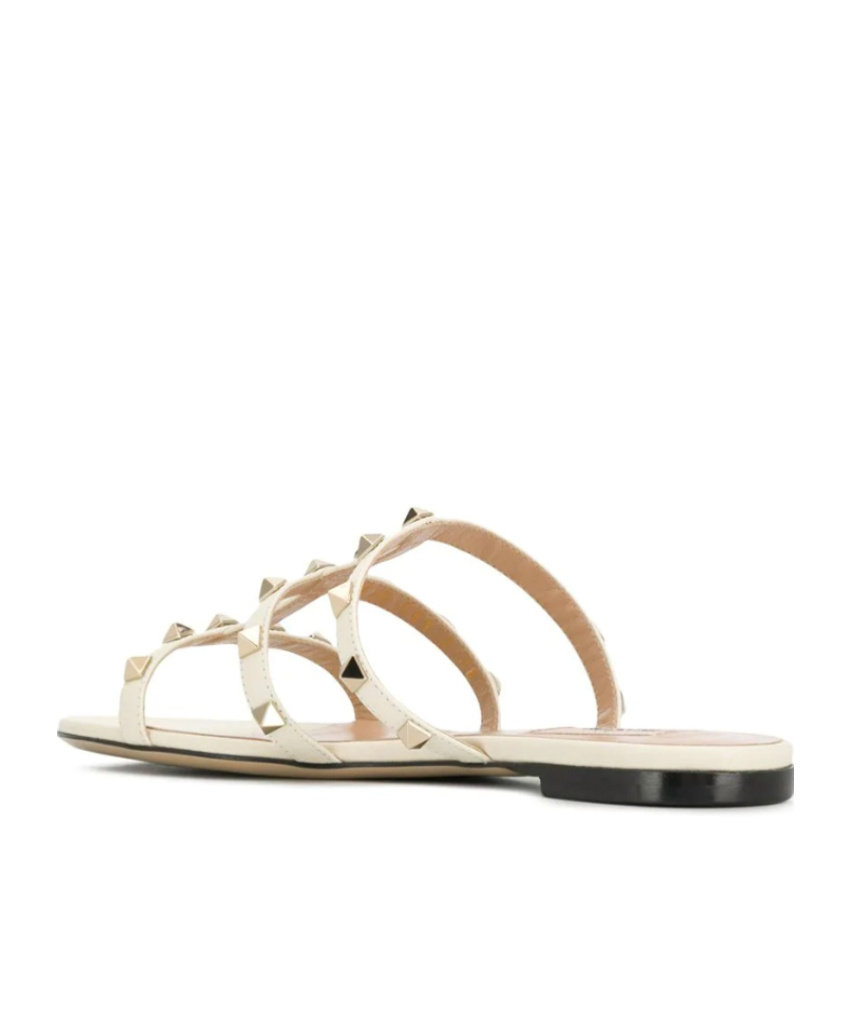 Valentino Garavani Leather Rockstud Sandals In White