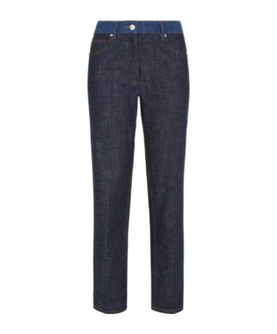 FENDI BLUE TWO-TONE DENIM TROUSERS