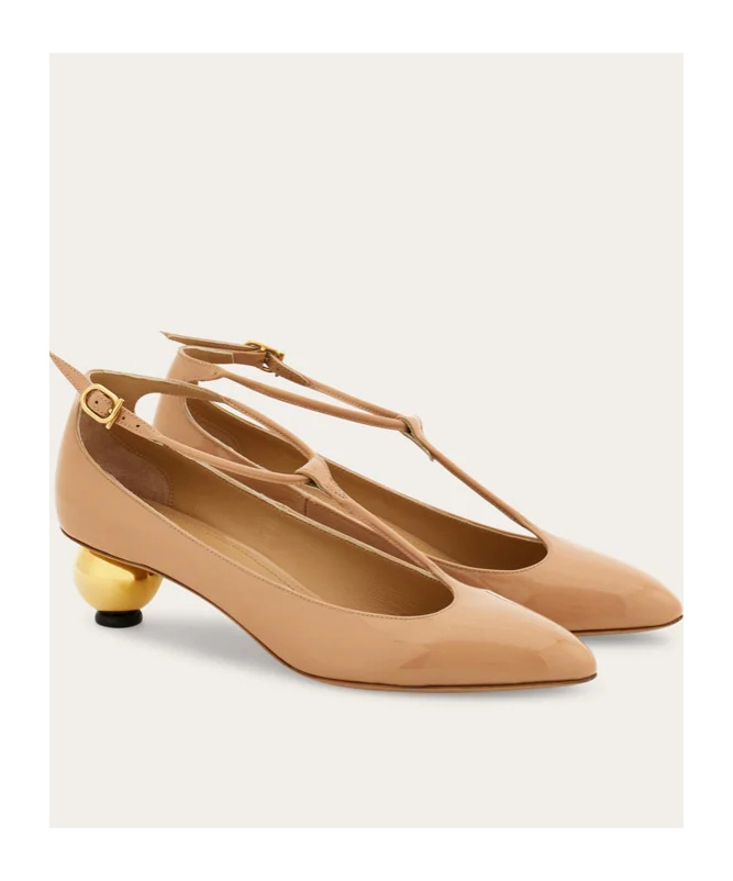 Ferragamo Ball-heel T-strap High Heels In Brown