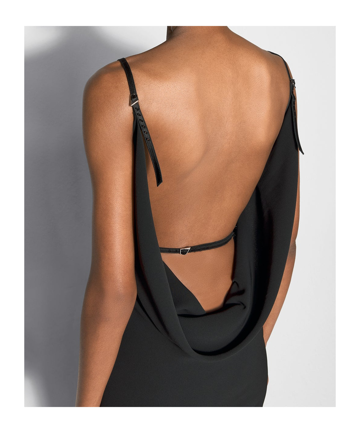 Mugler Harness Crepe Gown In Black