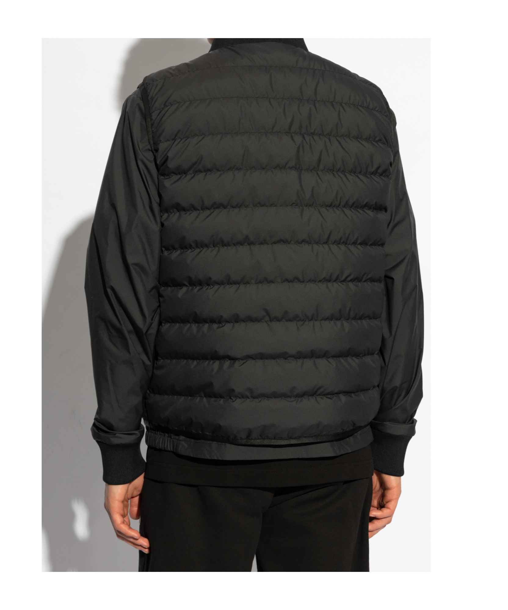 Moncler Down Jacket With Knit Sleeves In Black