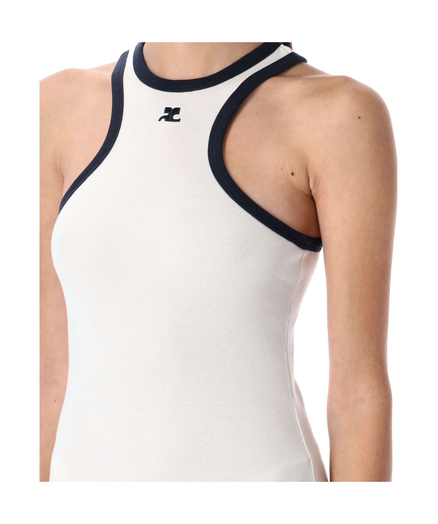 Courrèges White Mini Dress With Navy Blue Trim In White