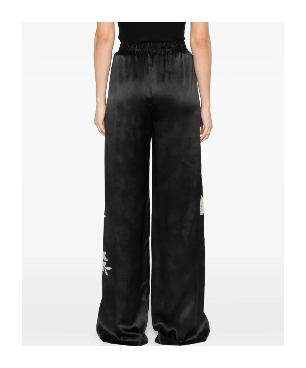 Ermanno Scervino Floral-print Drawstring-waist Trousers In Black