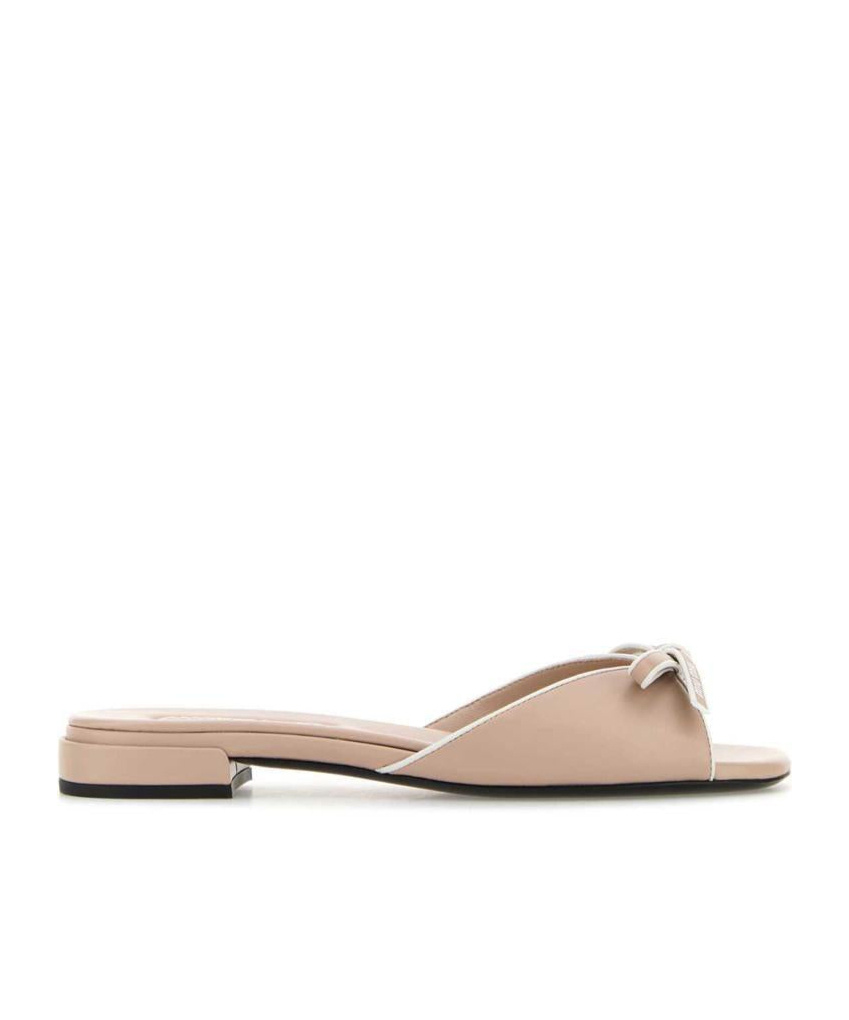 Miu Miu Pink Leather Sandals In Neutral