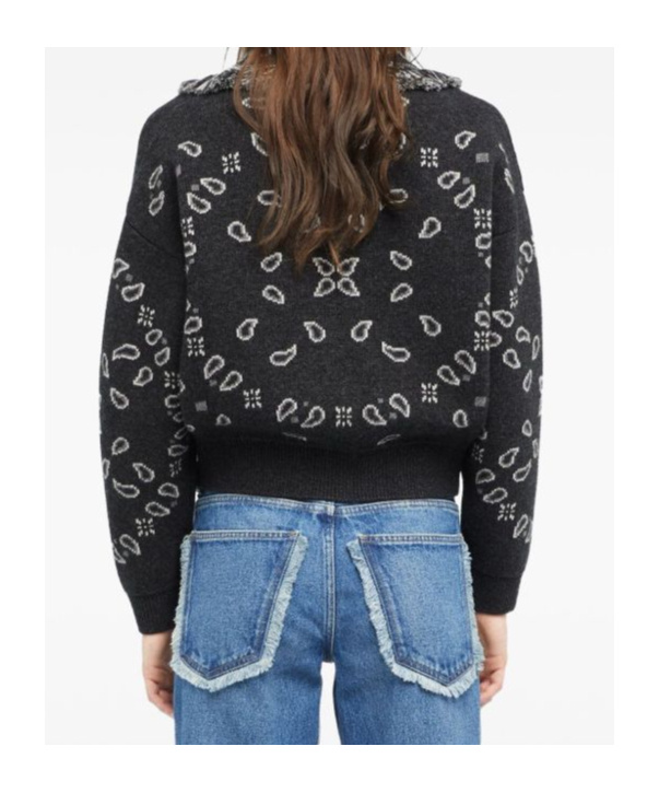 Alanui Bandana Wool And Cashmere Cardi-bomber In Gray