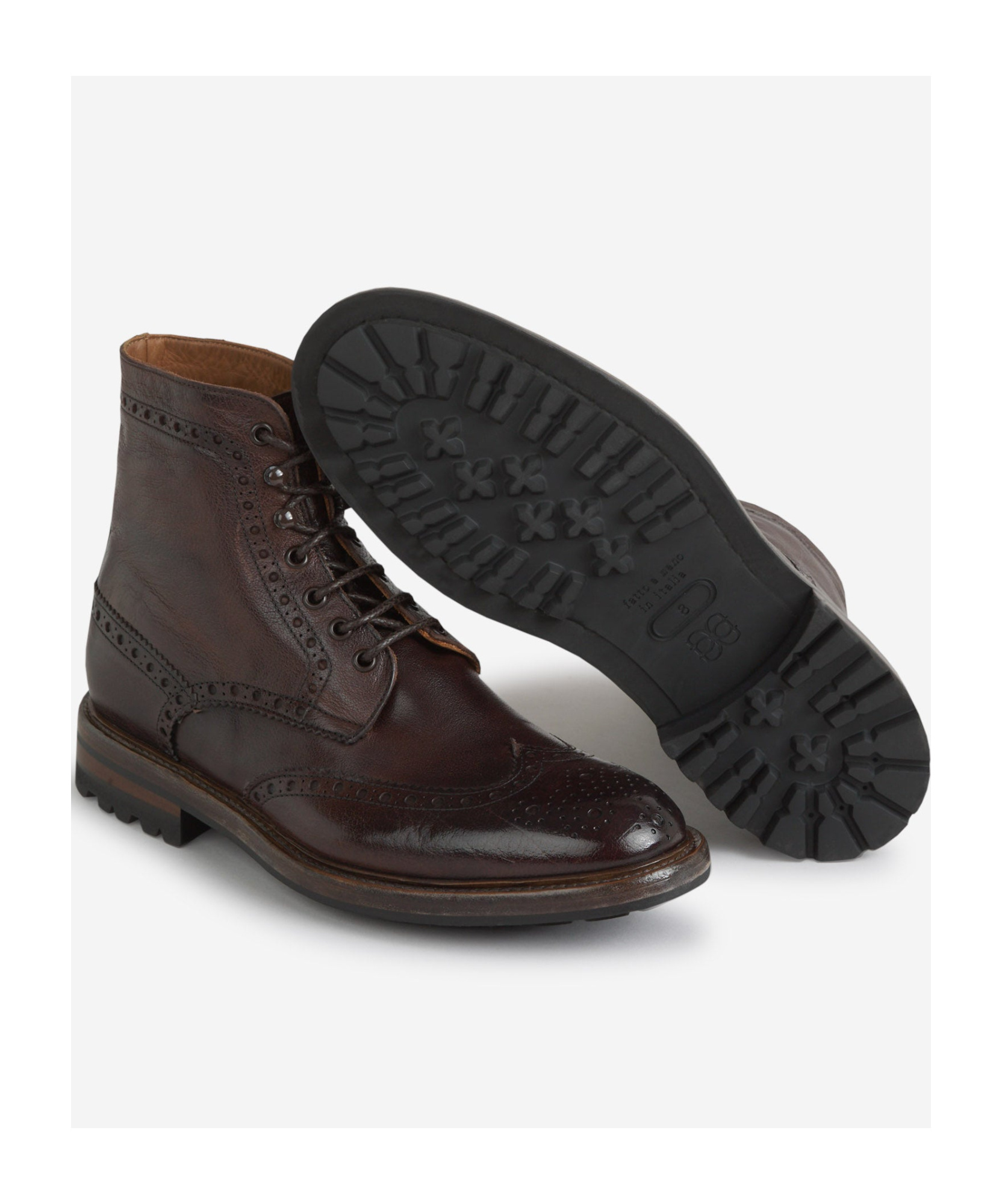Green George Leather Brogue Ankle Boots In Black
