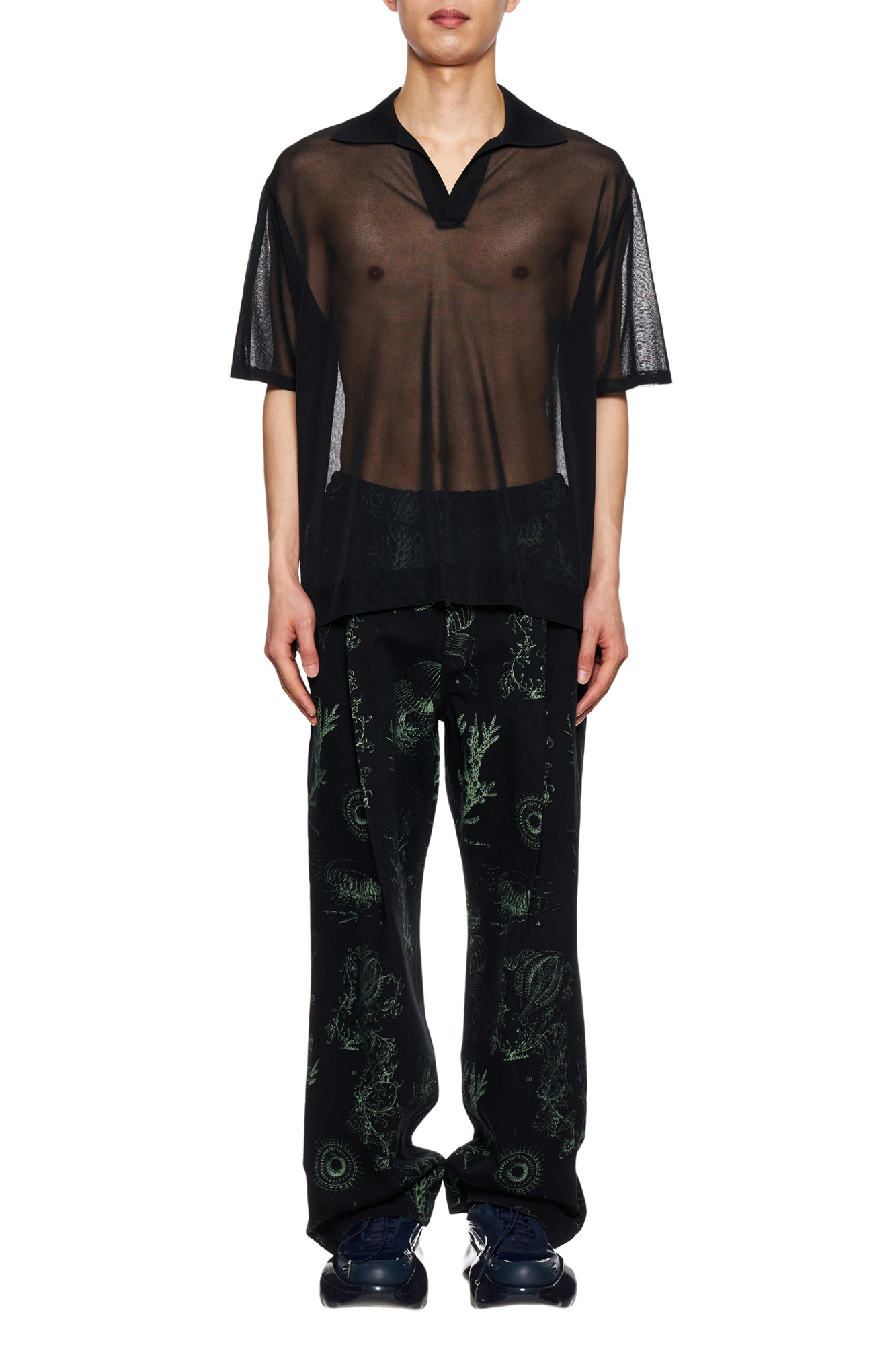 Wooyoungmi Perspective Short-sleeved Sweater In Black