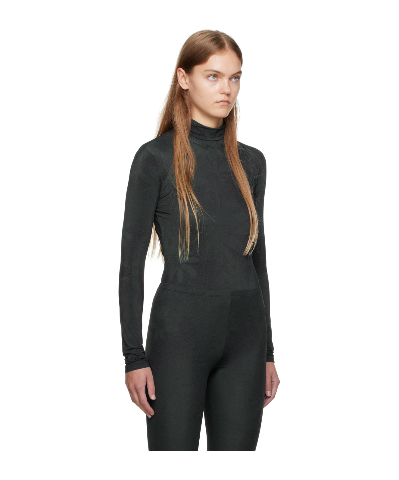 Shop Mm6 Maison Margiela High-collar Long-sleeved Jumpsuit In Green