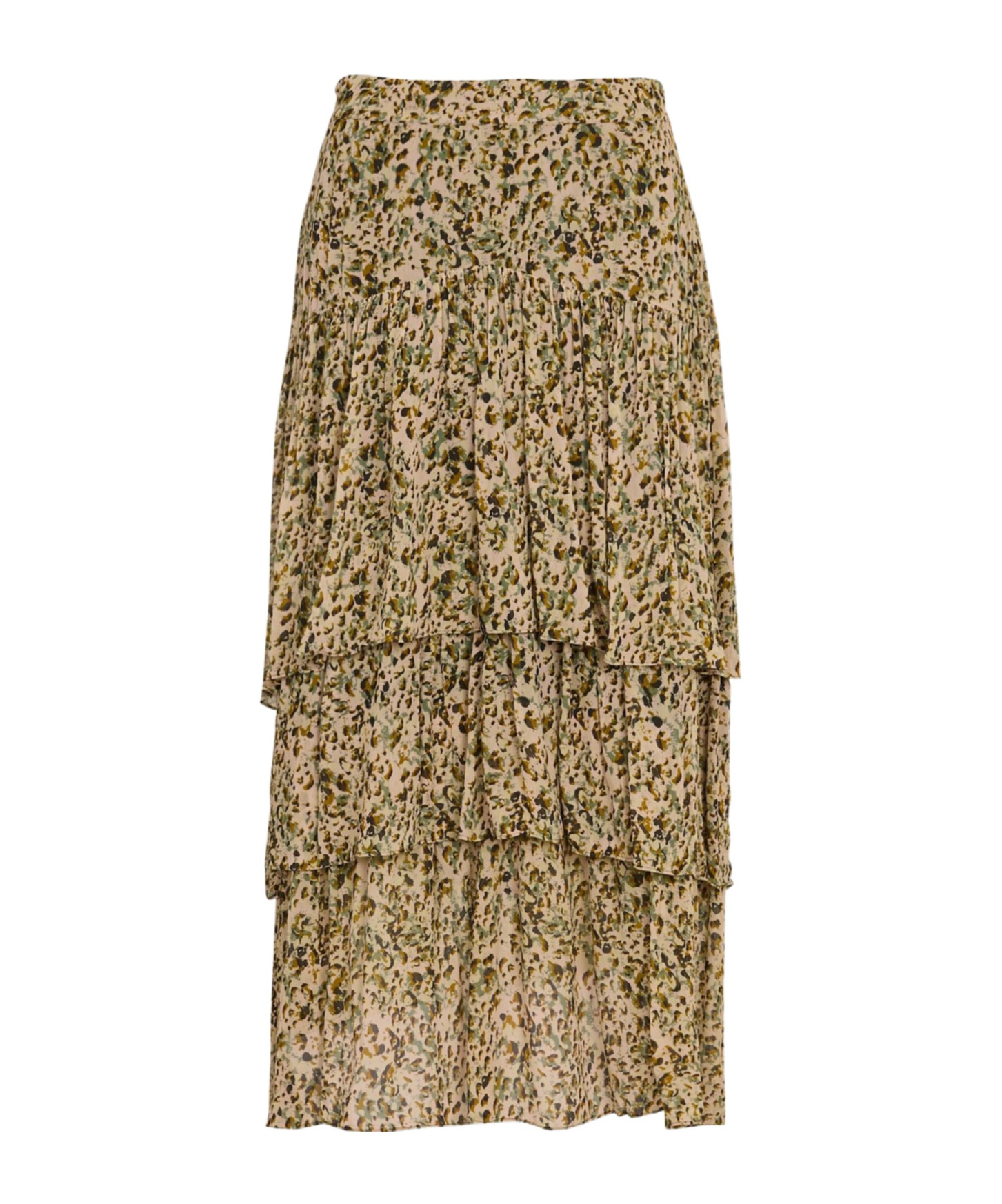 BASH MIDI PRINTED RUFFLED SKIRT
