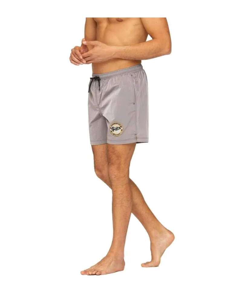 Aeronautica Militare Elastic Waist Swimming Trunks In Iron-gray