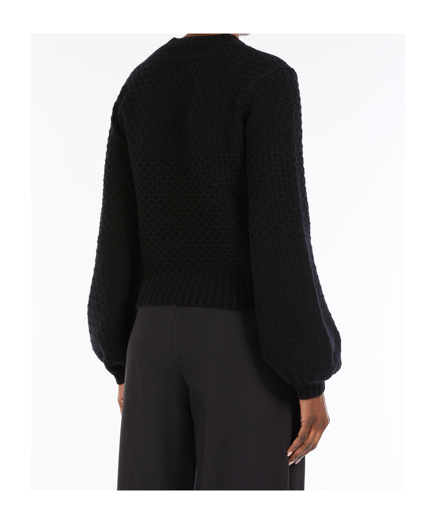 Shop Max Mara Wool And Cashmere Decorative-stitch Knit Jumper In Black