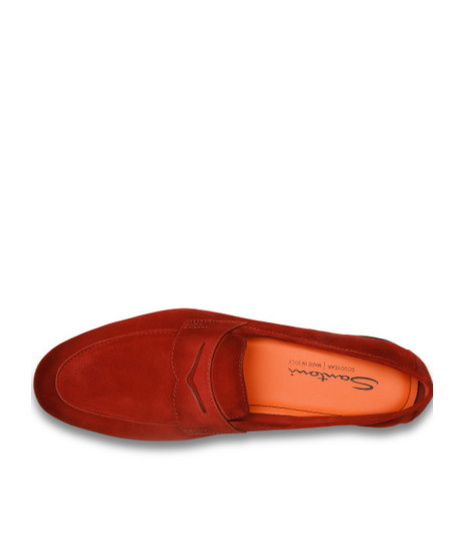 Santoni Men's Red Suede Carlo Loafer In Red