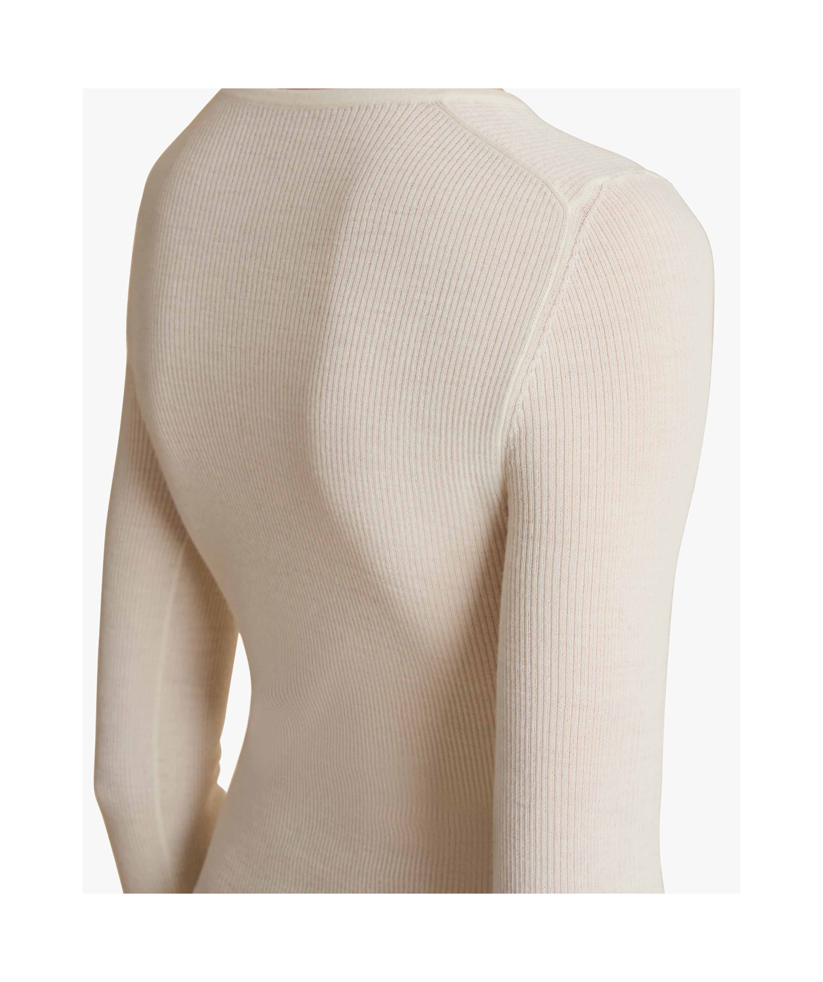 Khaite Tania V-neck Long-sleeve Rib Top In White