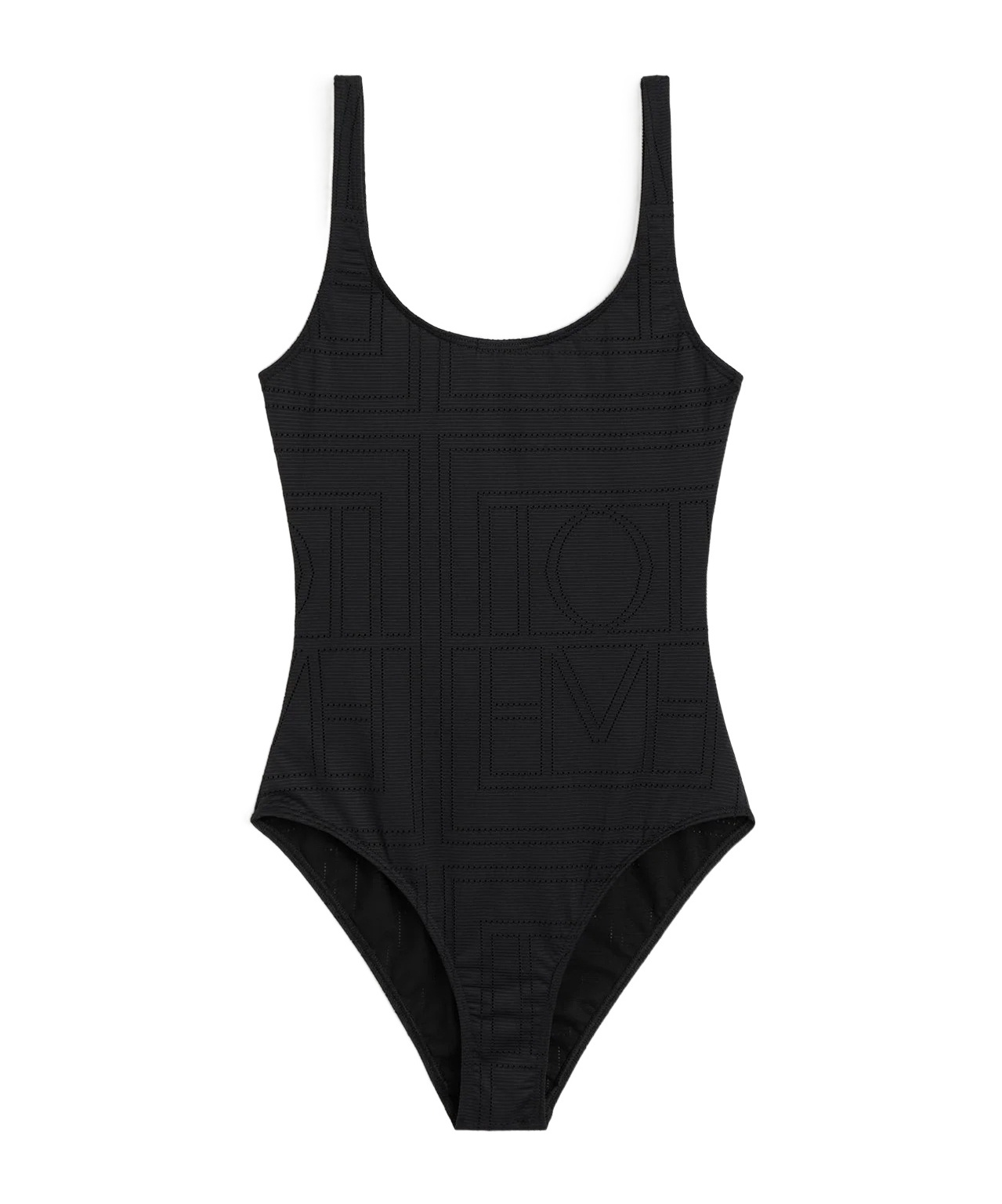 Totême Monogram Pointelle Swimsuit In Black