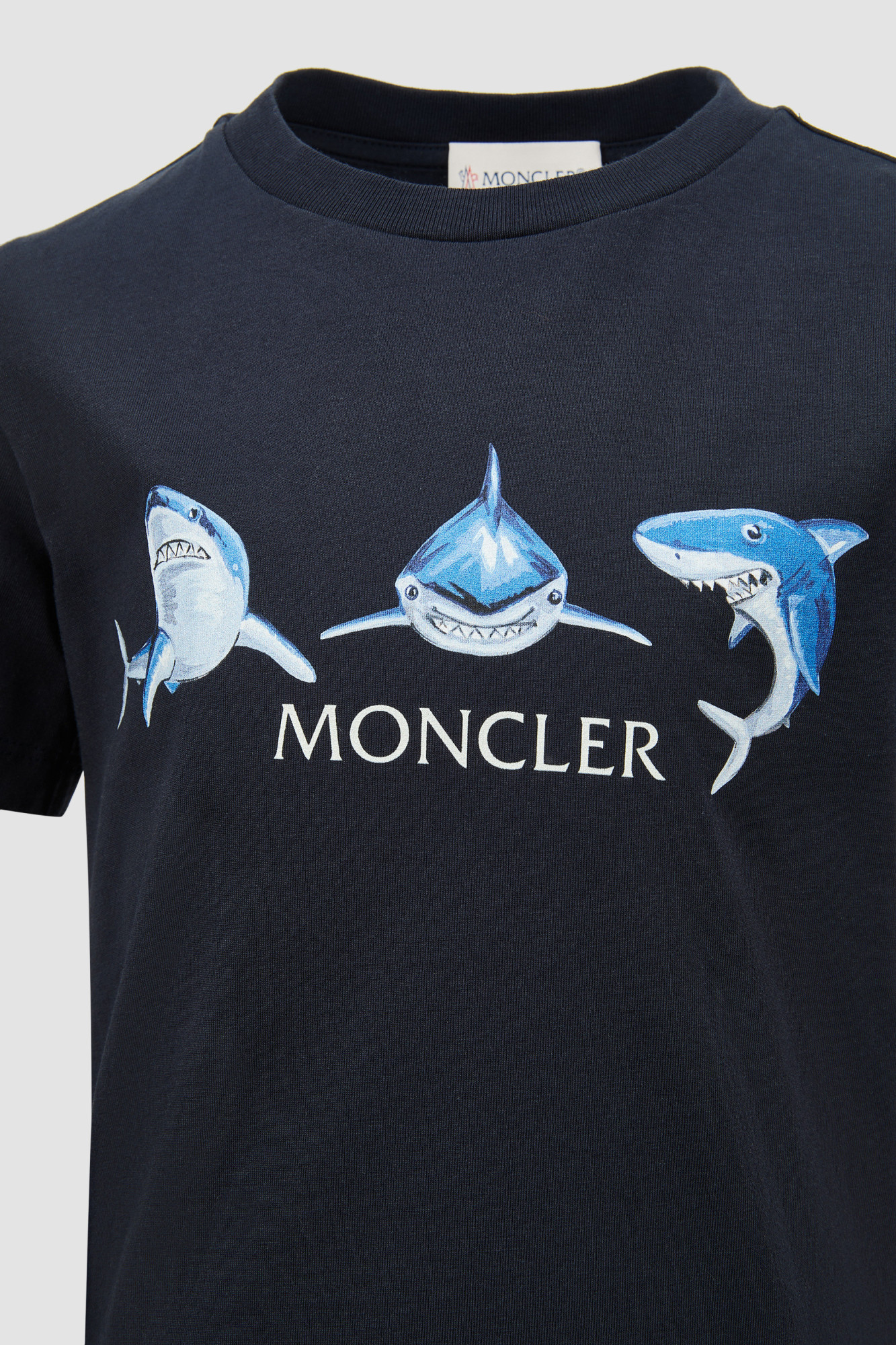 Moncler Shark Motif Cotton Jersey Set In Black