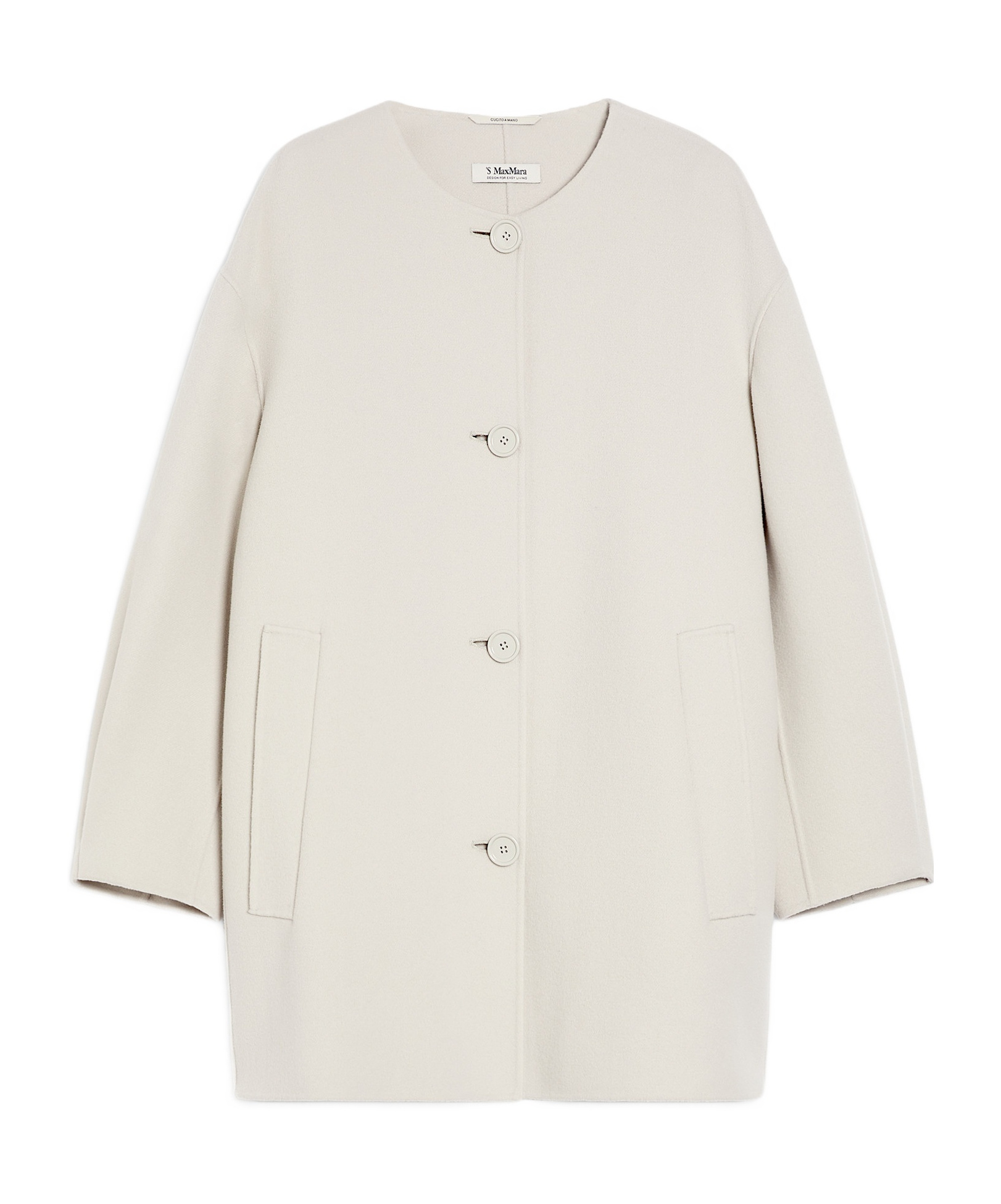 Max Mara Wool Cocoon-shaped Medium And Long Coat In Pearl Grey